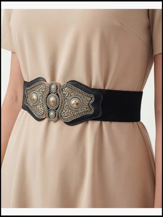 Wide Elastic Stretch Vintage Antique Retro Buckle Belt main image 5
